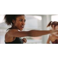Lady doing high-intensity interval training workout